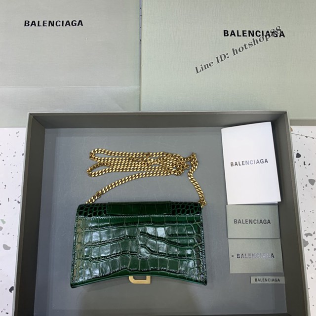 Balenciaga專櫃爆款鱷魚紋迷你女士肩背包 巴黎世家沙漏鏈條斜挎包 fyj1870